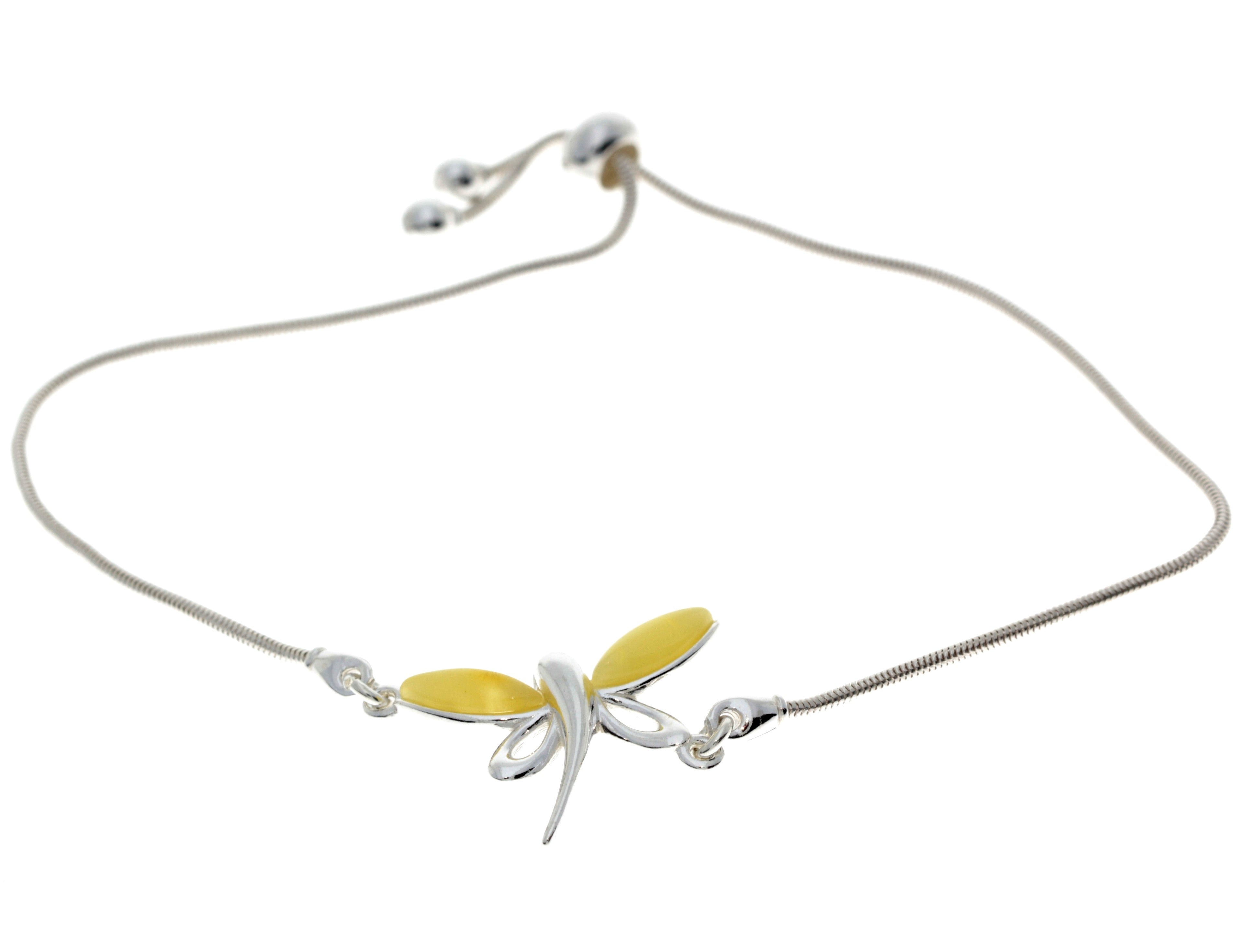 Beautiful Designer Silver Butterfly Bracelet set with Baltic Amber - GL534