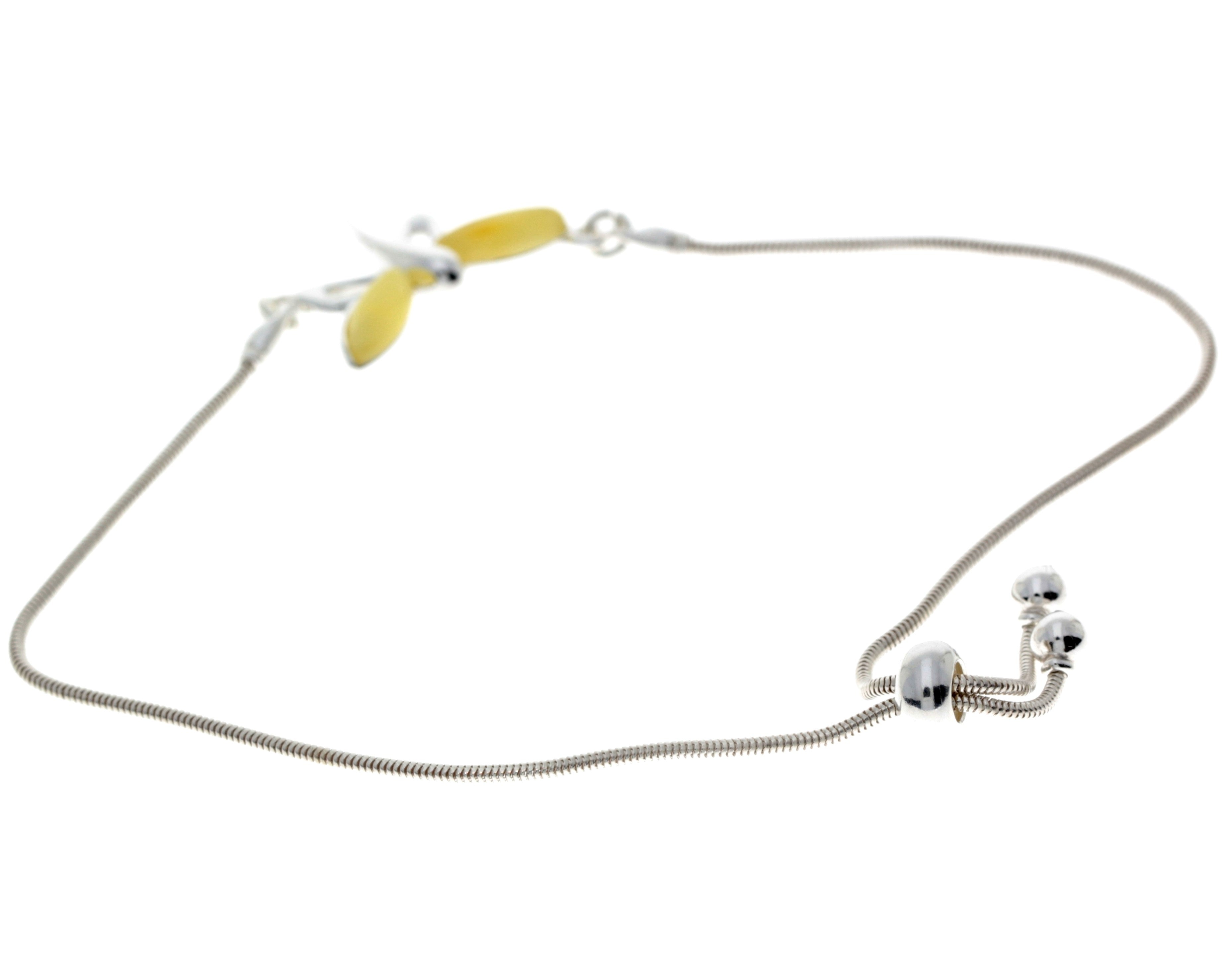 Beautiful Designer Silver Butterfly Bracelet set with Baltic Amber - GL534