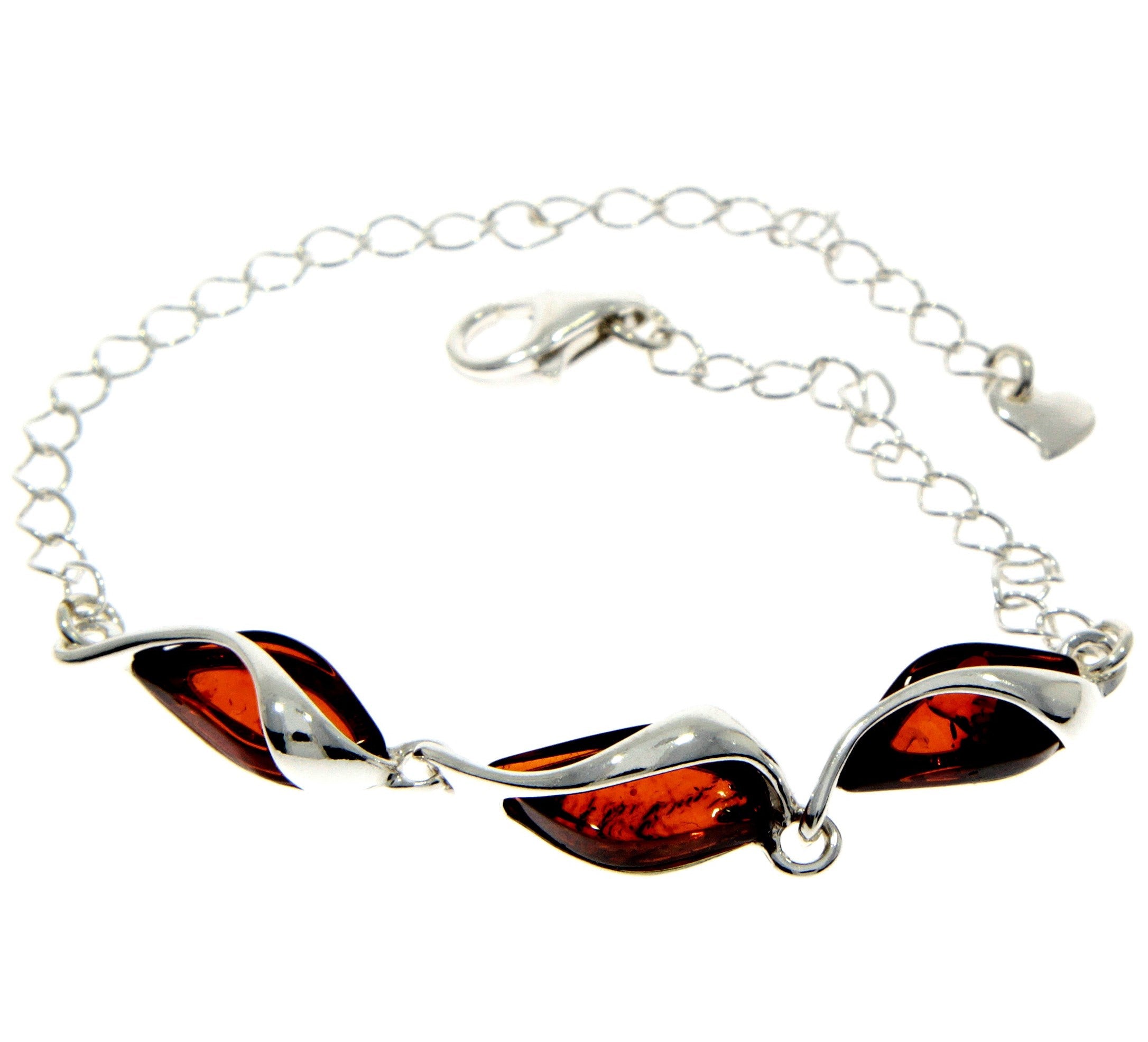 925 Sterling Silver & Baltic Amber Modern Adjustable Bracelet - GL539S