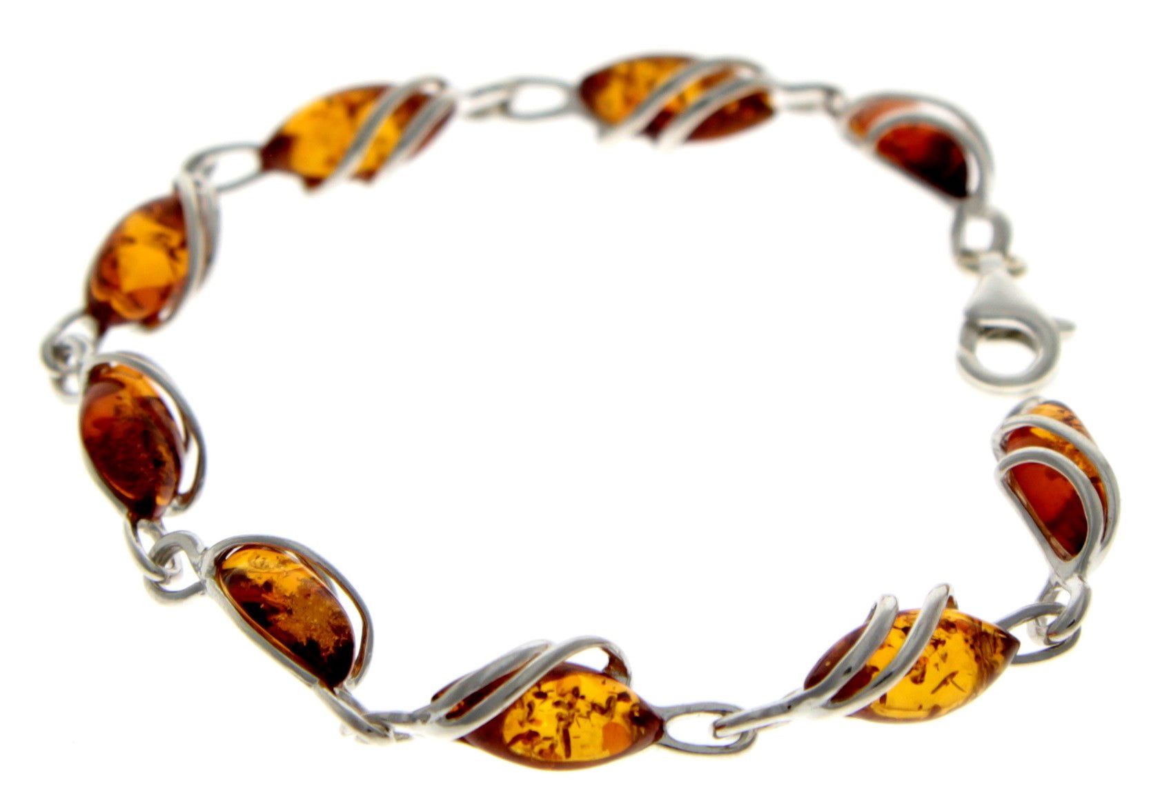 Beautiful Designer Silver Bracelet set with Baltic Amber - GL543 - SilverAmberJewellery