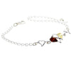 925 Sterling Silver & Genuine Baltic Amber Double Hearts Adjustable Bracelet - GL550S