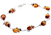 925 Sterling Silver & Genuine Baltic Amber Modern Link Bracelet - GL557