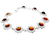 925 Sterling Silver & Genuine Baltic Amber Modern Flowers Link Bracelet - GL558