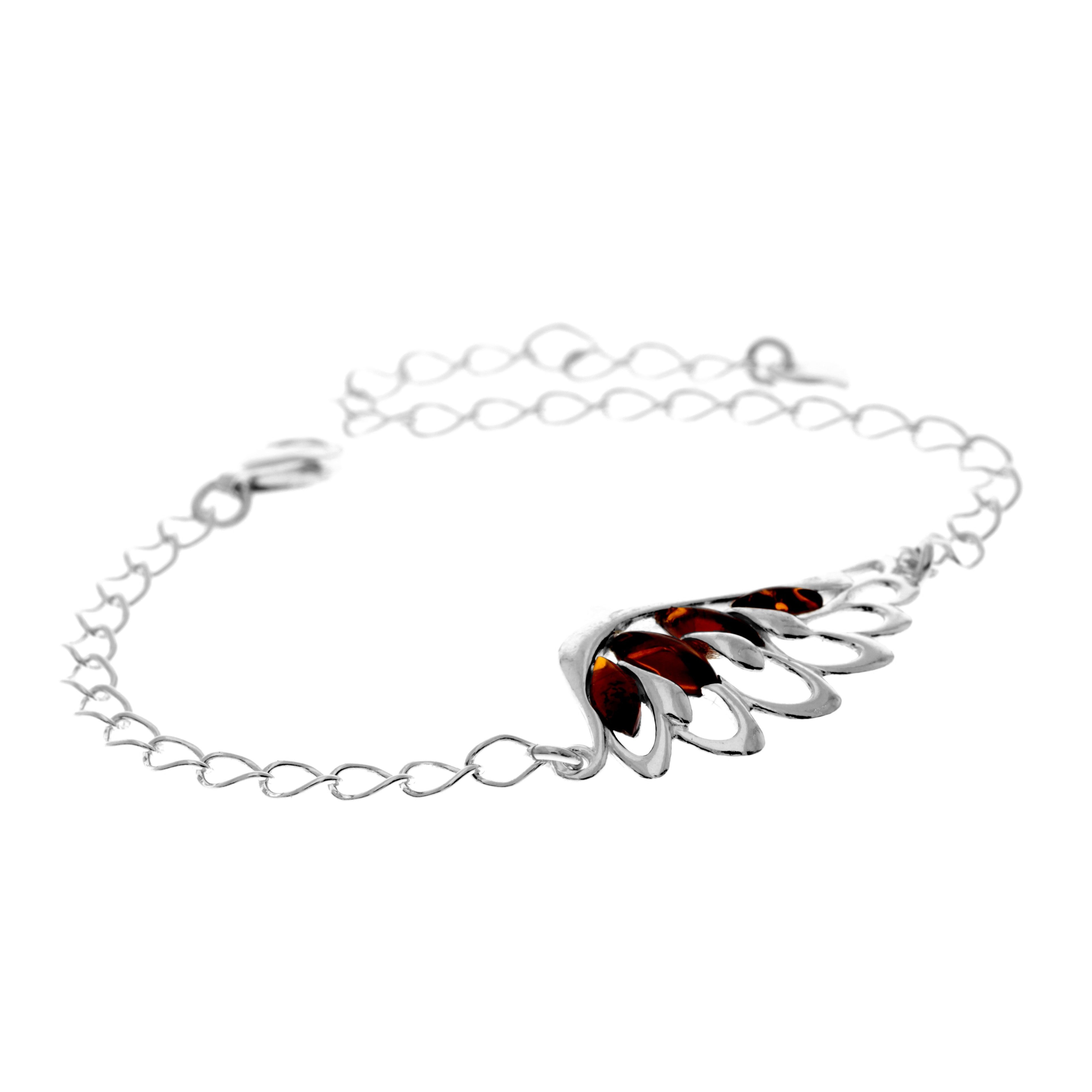 Beautiful Designer Silver Angel Wing Bracelet set with Baltic Amber - GL559