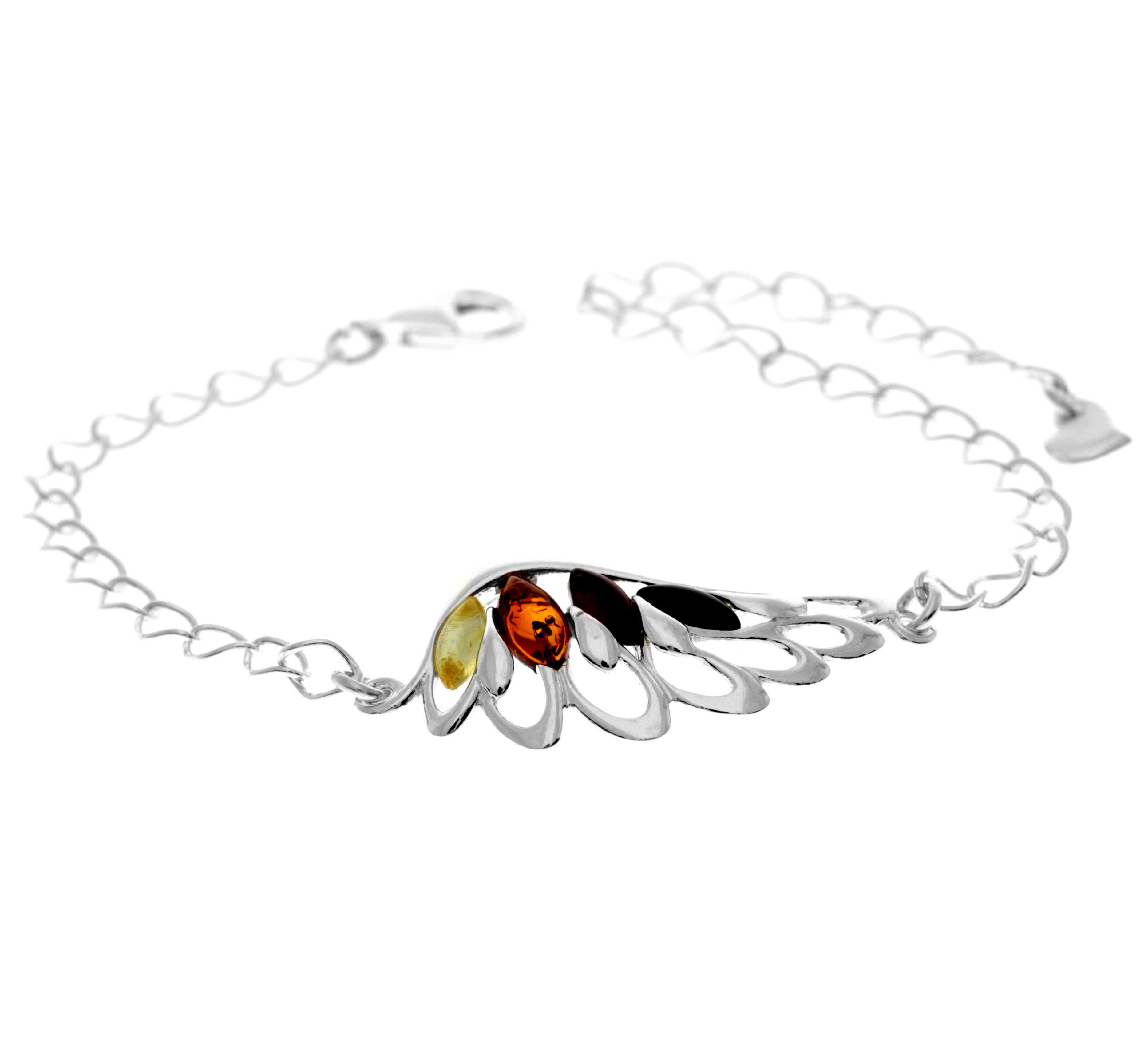 Beautiful Designer Silver Angel Wing Bracelet set with Baltic Amber - GL559