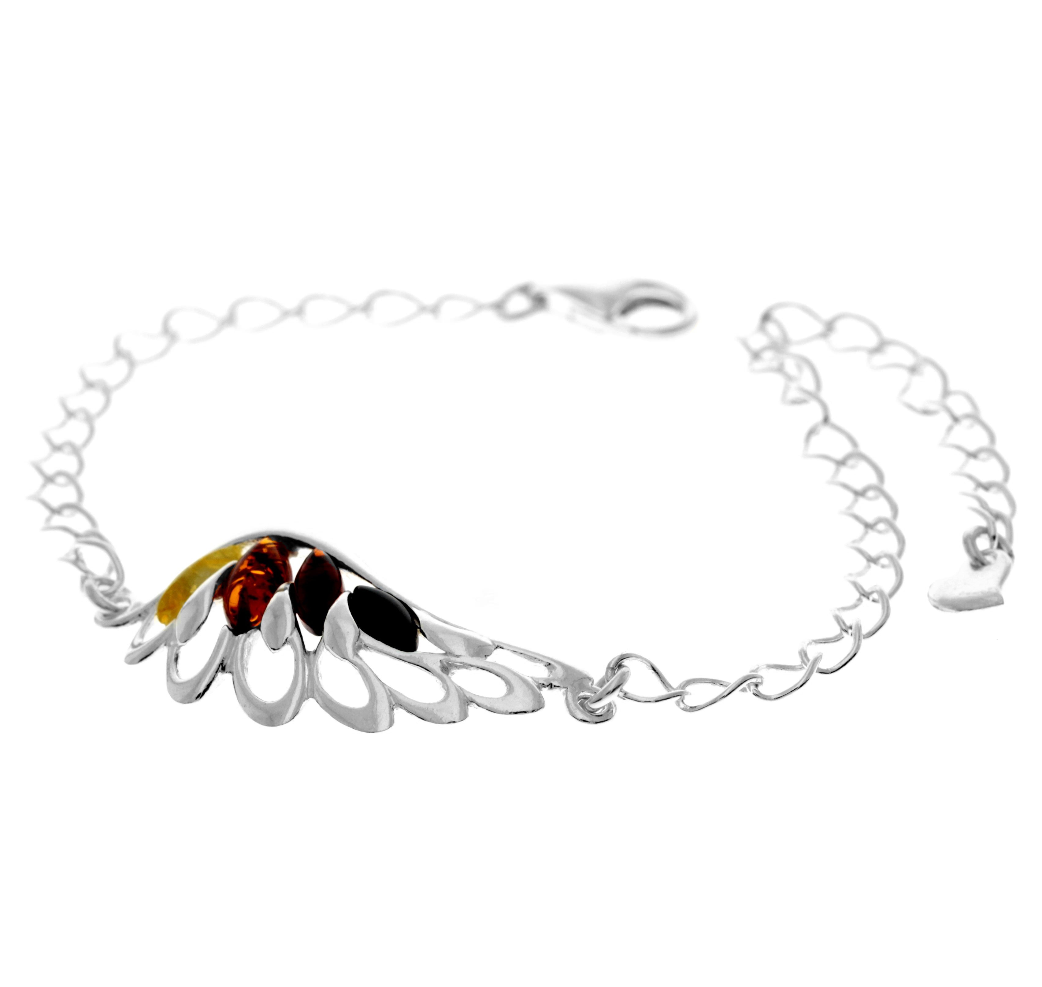 Beautiful Designer Silver Angel Wing Bracelet set with Baltic Amber - GL559