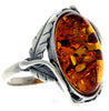 925 Sterling Silver & Baltic Amber Large Classic Art Nouveau Ring - GL719