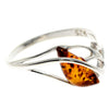 925 Sterling Silver & Genuine Baltic Amber Modern Designer Ring - GL740