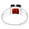 925 Sterling Silver & Genuine Baltic Amber Square Modern Ring - GL746