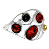 925 Sterling Silver & Genuine Baltic Amber Multi Stone Classic Ring - GL747