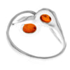 925 Sterling Silver & Genuine Baltic Amber 2 Stones Classic Ring - GL749