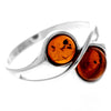 925 Sterling Silver & Genuine Baltic Amber 2 Stones Classic Ring - GL749