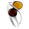 925 Sterling Silver & Genuine Baltic Amber 2 Stones Classic Ring - GL749