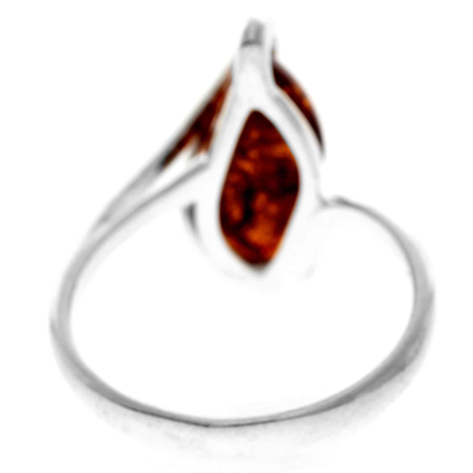 925 Sterling Silver & Genuine Baltic Amber Modern Ring - GL751