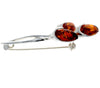 925 Sterling Silver & Baltic Amber 3 Stone Modern Brooch - GL803