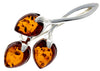 925 Sterling Silver & Baltic Amber 3 Stone Modern Brooch - GL803