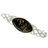 925 Sterling Silver & Genuine Baltic Amber Classic Celtic Brooch - GL808