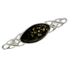 925 Sterling Silver & Genuine Baltic Amber Classic Celtic Brooch - GL808