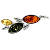 925 Sterling Silver & Genuine Baltic Amber Classic Brooch - GL812