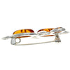 925 Sterling Silver & Genuine Baltic Amber Classic Brooch - GL812