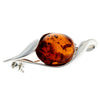 925 Sterling Silver & Genuine Baltic Amber Classic Brooch - GL814