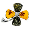 925 Sterling Silver & Genuine Baltic Amber Lucky Clover Brooch - GL819