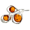 925 Sterling Silver & Genuine Baltic Amber 3 Stones Modern Brooch - GL822