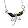 925 Sterling Silver & Genuine Baltic Amber Butterfly Modern Necklace - GL925