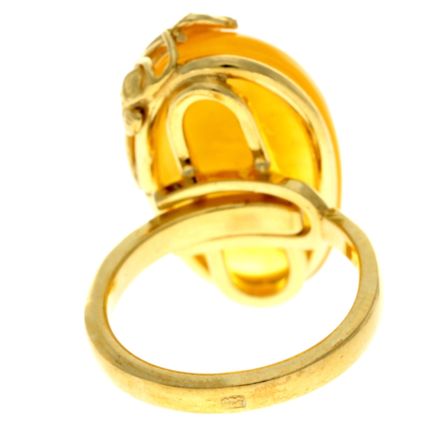 925 Sterling Silver Gold Plated with 14ct Gold & Genuine Baltic Amber Unique Ring - GRG002