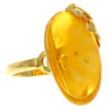 925 Sterling Silver Gold Plated with 14ct Gold & Genuine Baltic Amber Unique Ring - GRG002