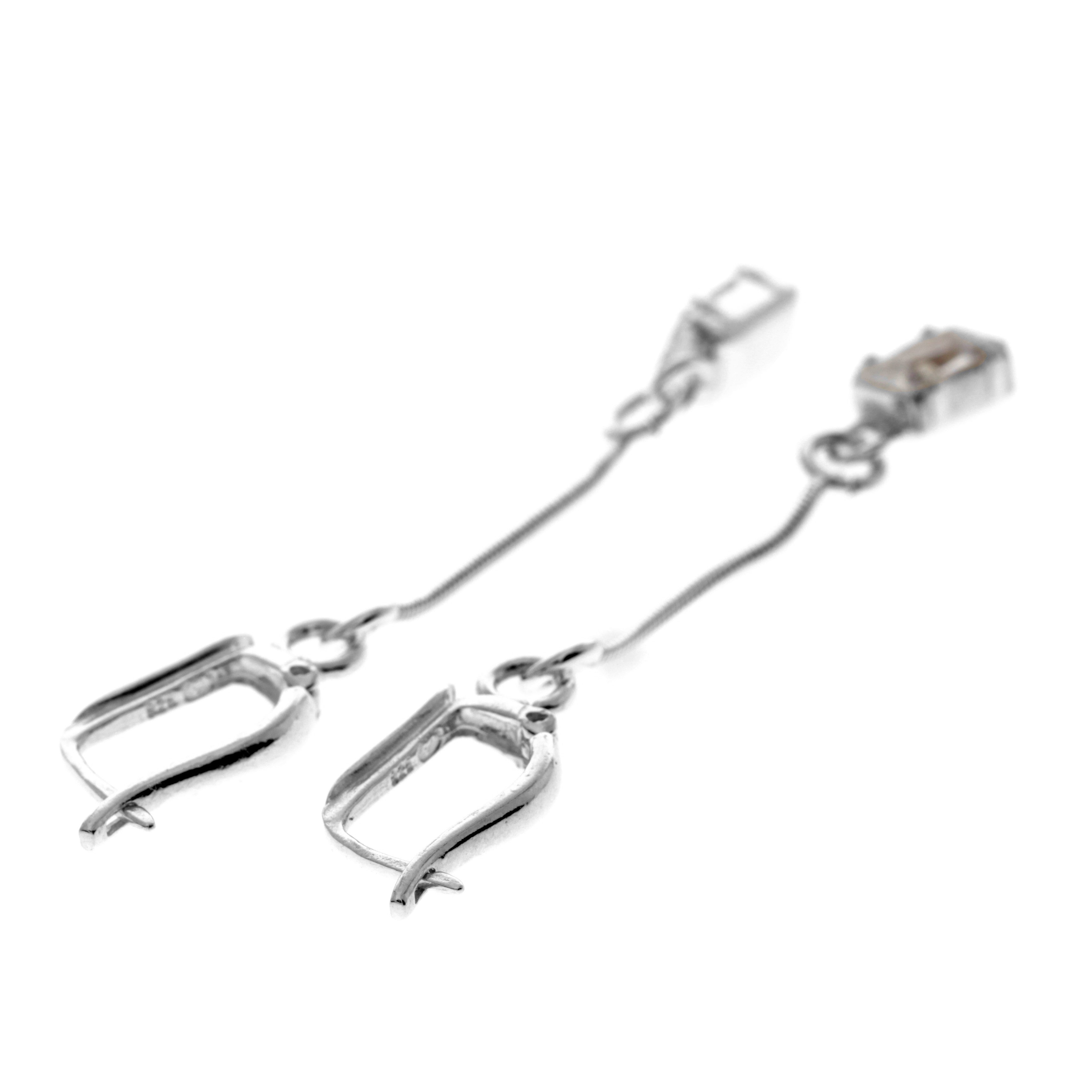 925 Sterling Silver &  with Cubic Zirconia's Modern Drop Earrings -GS002