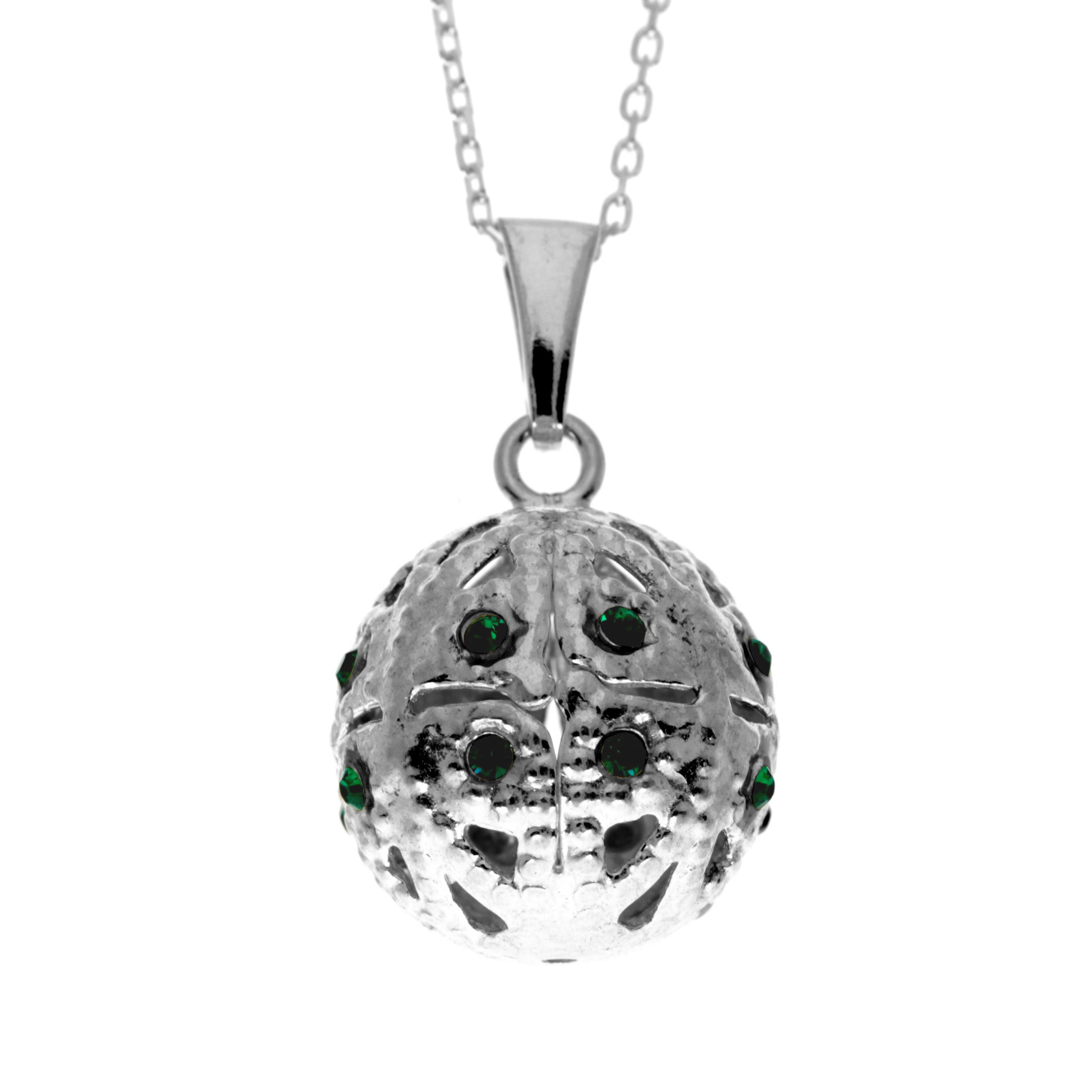 925 Sterling Silver Ball with Green Zirconia Stones Pendant -GS208