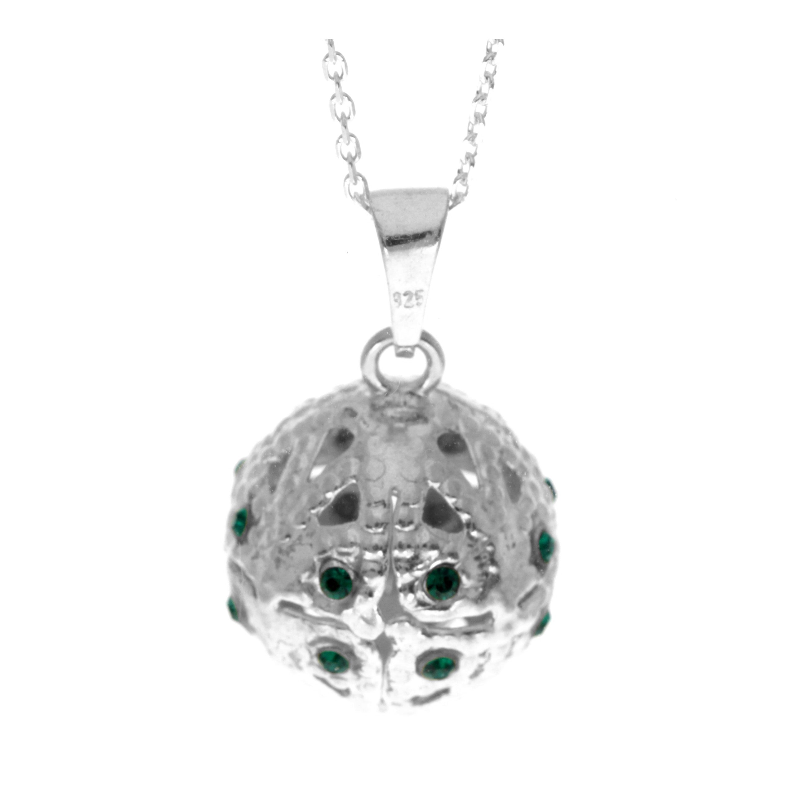 925 Sterling Silver Ball with Green Zirconia Stones Pendant -GS208