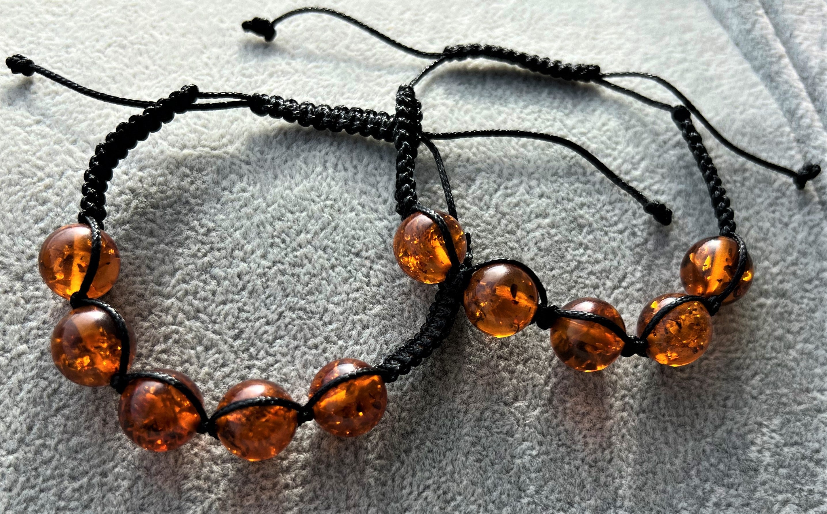 Genuine Baltic Amber Adjustable Bracelet for Men with Amber Balls - MB020