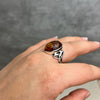 925 Sterling Silver & Genuine Baltic Amber Celtic Ring - 7420