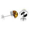 925 Sterling Silver & Genuine Baltic Amber Classic Round Studs Earrings - K007