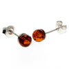 925 Sterling Silver & Genuine Baltic Amber Classic Ball Studs Earrings