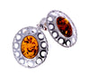 925 Sterling Silver & Genuine Baltic Amber Classic Oval Studs Earrings - K172