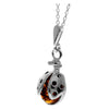 925 Sterling Silver & Genuine Baltic Amber Cute Ladybird Pendant- K226