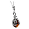 925 Sterling Silver & Genuine Baltic Amber Cute Ladybird Pendant- K226