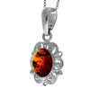 925 Sterling Silver & Genuine Baltic Amber Classic Oval Pendant - K271