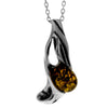 925 Sterling Silver & Genuine Baltic Amber Modern Pendant - K275