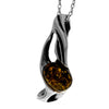 925 Sterling Silver & Genuine Baltic Amber Modern Pendant - K275