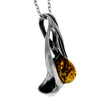 925 Sterling Silver & Genuine Baltic Amber Modern Pendant - K275