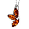 925 Sterling Silver & Genuine Baltic Amber Modern Trio Pendant K280