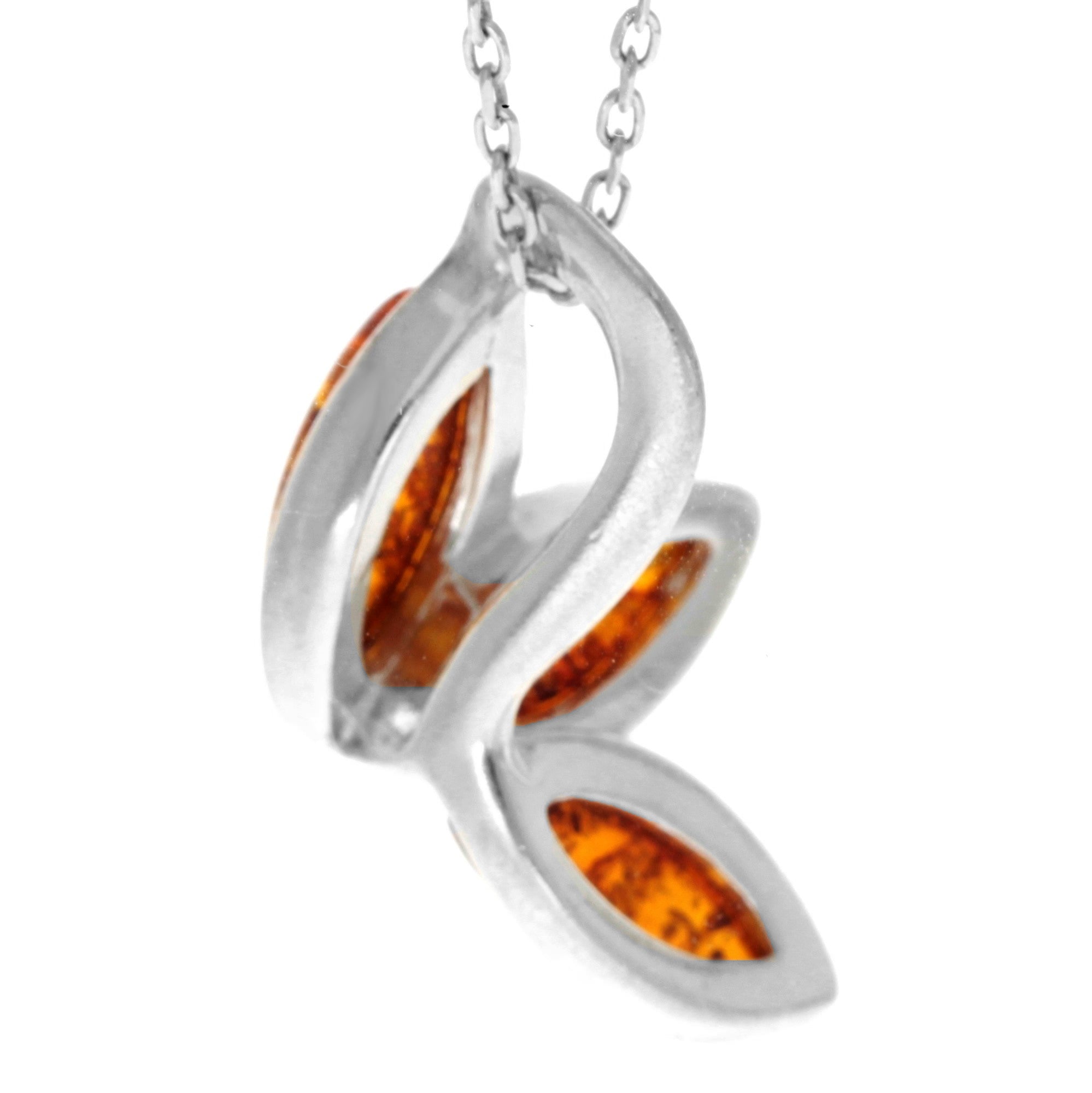 925 Sterling Silver & Genuine Baltic Amber Modern Trio Pendant K280