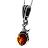 925 Sterling Silver & Genuine Baltic Amber Classic Fawn Pendant - K333