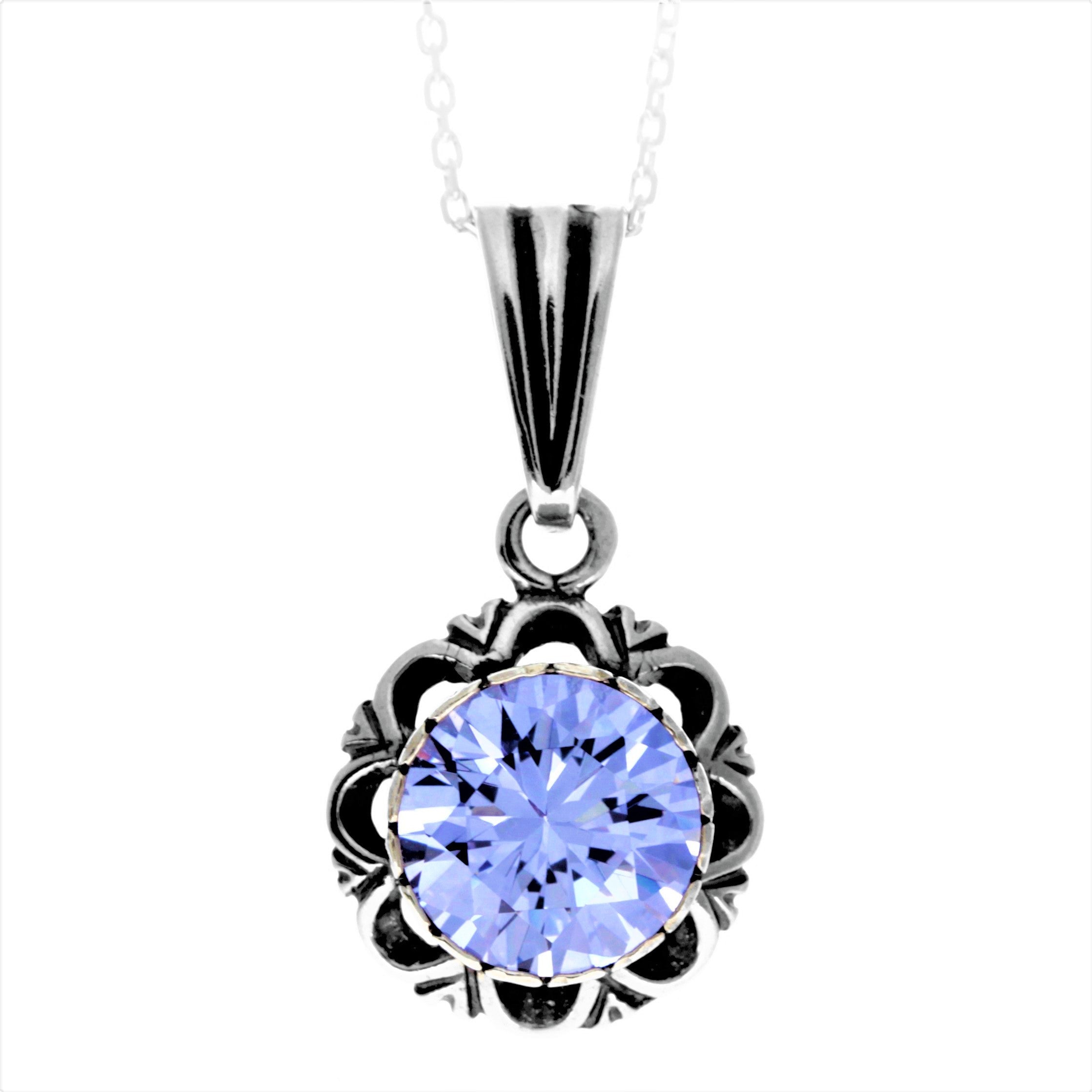 925 Sterling Silver &  with Cubic Zirconia's Modern Pendant -KSP01