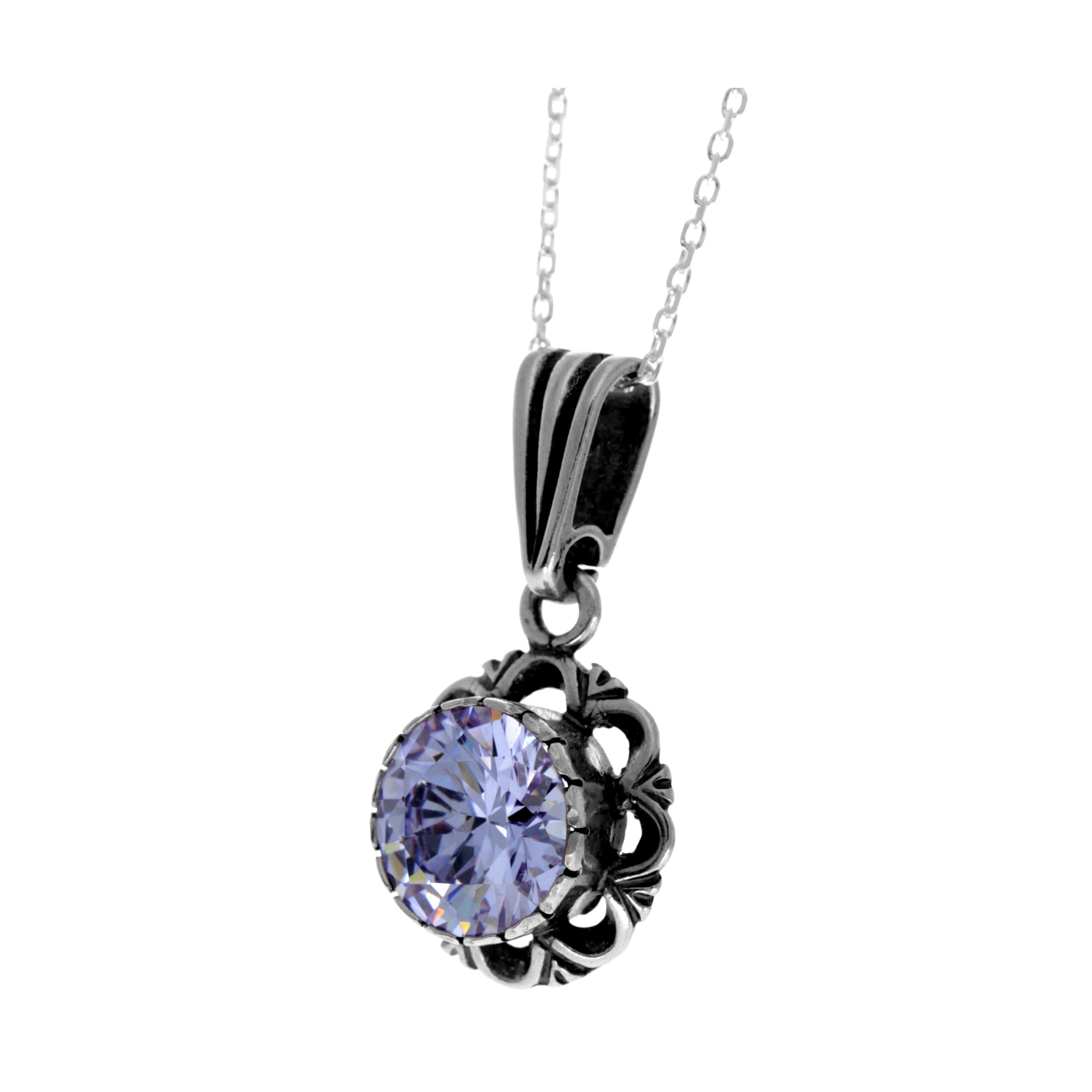 925 Sterling Silver &  with Cubic Zirconia's Modern Pendant -KSP01