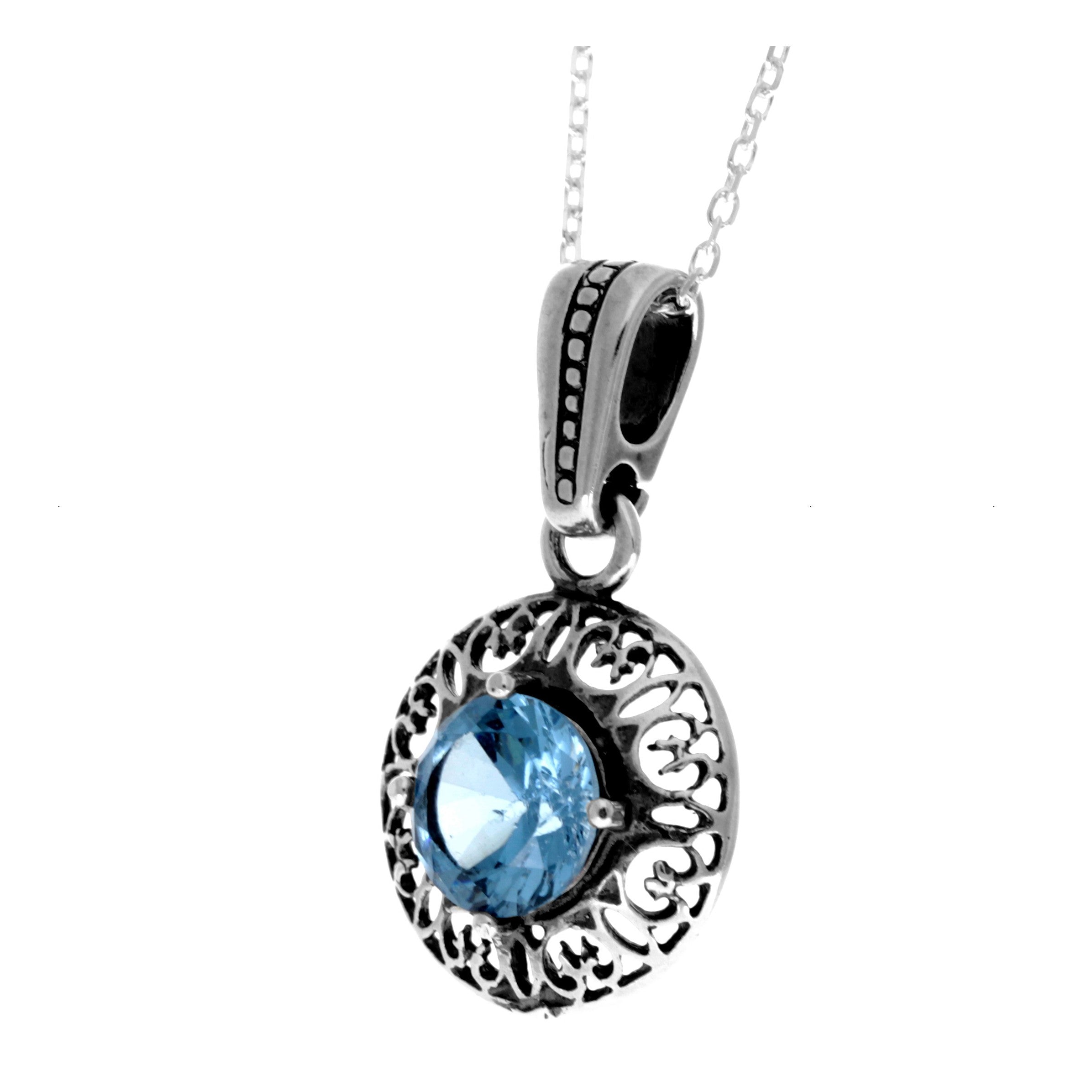 925 Sterling Silver &  with Cubic Zirconia's Modern Pendant -KSP06